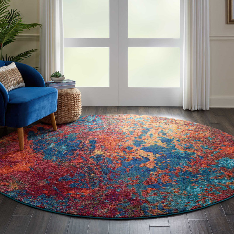 Ivy Bronx Velva Abstract Blue/Red Area Rug & Reviews Wayfair